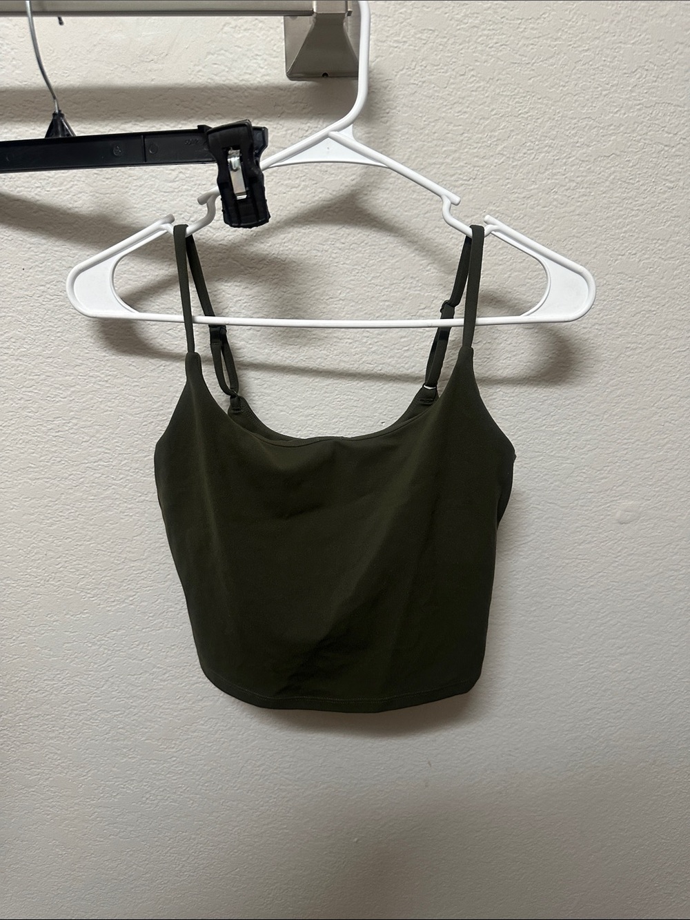 CRZ YOGA Olive Green Cropped Camisole with Adjustable Straps
